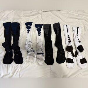Lot of 4 Pairs of Nike Vapor Elite Football Elite Basketball Dri Fit Socks Large